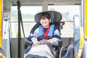 wheelchair on bus lift Wheelchair on bus lift