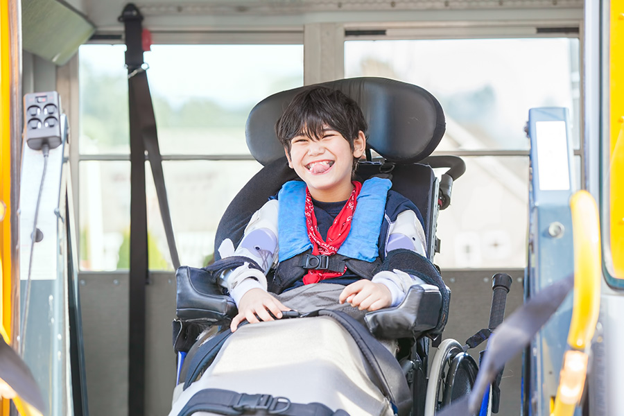 wheelchair on bus lift Wheelchair on bus lift